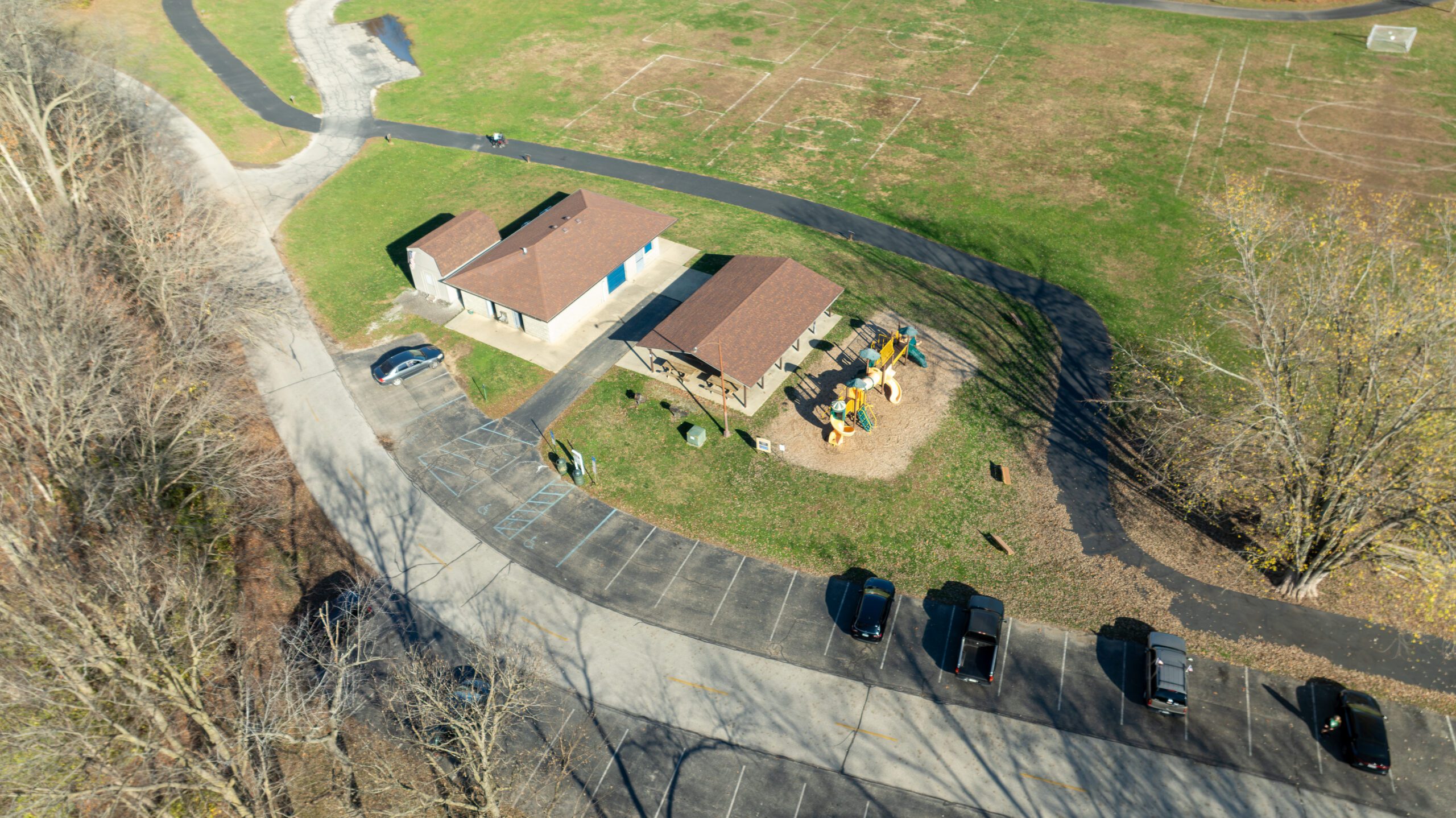 aerial view of shelter 7 at pioneer park