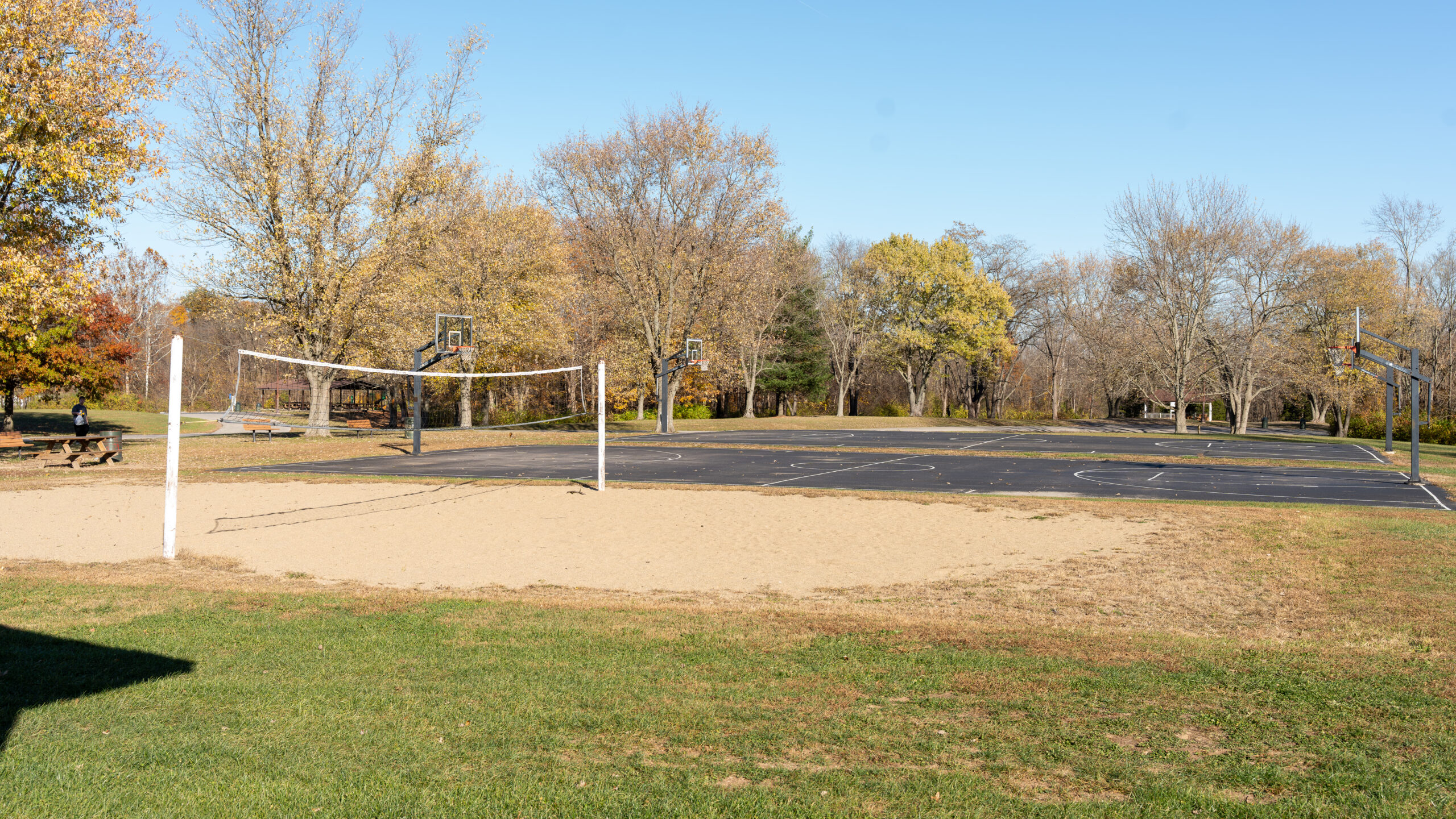 basketball and sand volleyball courts in pioneer park